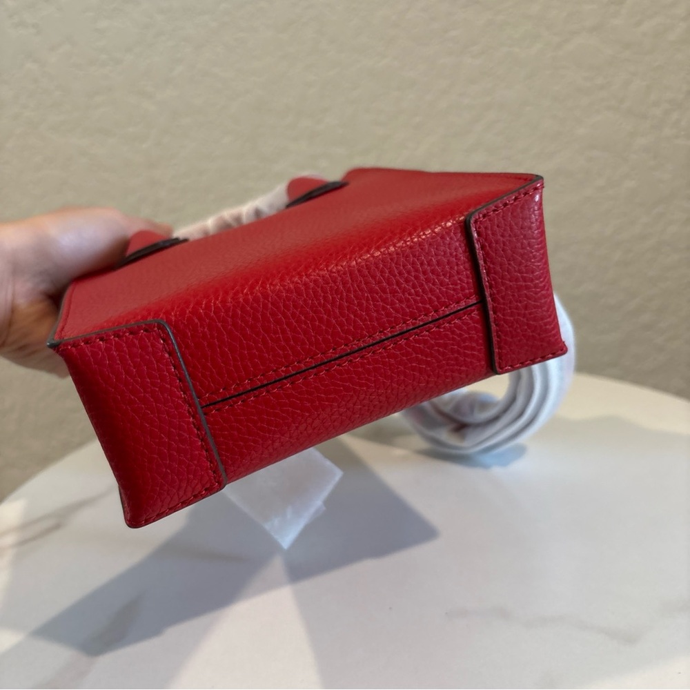 NWT Michael Kors Bright Red Leather Shopper Crossbody Bag - Picture 4 of 9